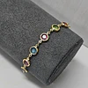PULSERA CRISTALES MULTICOLOR 16CM + ALARGUE ENCH.ORO