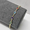 PULSERA CRISTALES MULTICOLOR REDONDOS 17CM+ ALARGUE ENCH.ORO