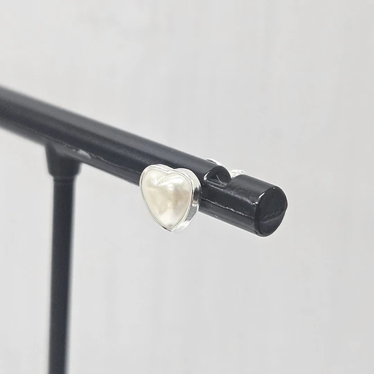 AROS CORAZÓN APERLADO PEQUEÑO 6MM ENCH.PLATA