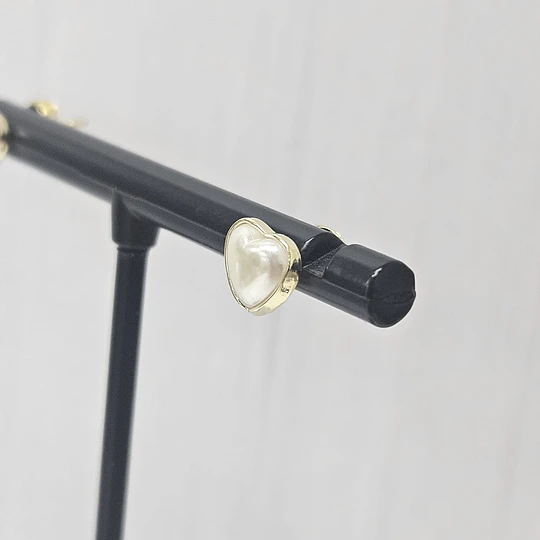 AROS CORAZÓN APERLADO PEQUEÑO 6MM ENCH.ORO