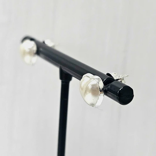 AROS CORAZÓN APERLADO 8MM ENCH.PLATA