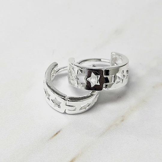 ARGOLLAS CLICK ESTRELLADA 13MM ENCH.PLATA