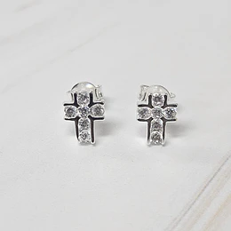 AROS MINI CRUZ CIRCÓN 8MM ENCH.PLATA