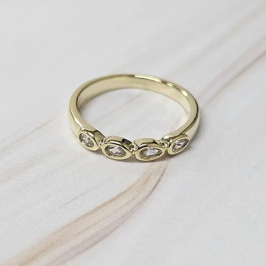 ANILLO CIRCONES CUADRUPLE TALLA 11 (EUROPEA) ENCH.ORO