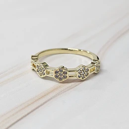 ANILLO FLORES CIRCONES TALLA 18 (EUROPEA) ENCH.ORO