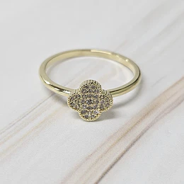 ANILLO TRÉBOL CIRCONES TALLA 17 (EUROPEA) ENCH.ORO