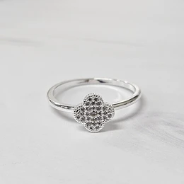 ANILLO TRÉBOL CIRCONES TALLA 22 (EUROPEA) ENCH.PLATA