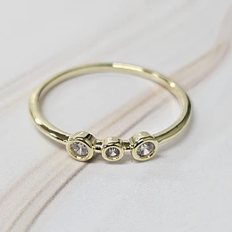 ANILLO TRIPLE CIRCÓN TALLA 16 (EUROPEA) ENCH.ORO