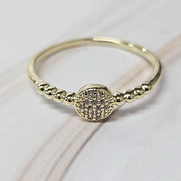 ANILLO CIRCULAR BOLITAS CIRCÓN TALLA 17 (EUROPEA) ENCH.ORO