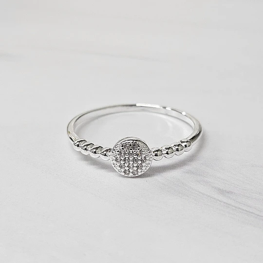 ANILLO CIRCULAR BOLITAS CIRCÓN TALLA 20 (EUROPEA) ENCH.PLATA