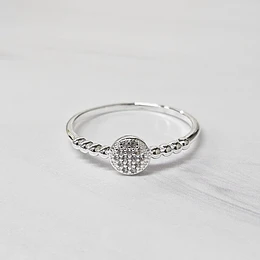ANILLO CIRCULAR BOLITAS CIRCÓN TALLA 19 (EUROPEA) ENCH.PLATA