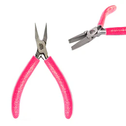 ALICATE PUNTA PLANA ROSA FLUOR  GLITTER AMERICRAFT SUPPLY