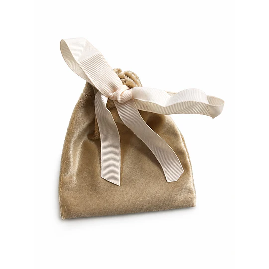 BOLSA TERCIOPELO BEIGE DORADO UNIDAD