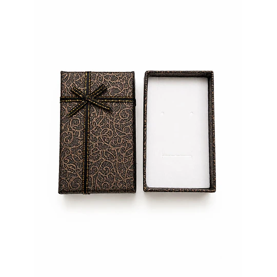 CAJA DE REGALO PARA COLLAR, ANILLO Y AROS CAFÉ