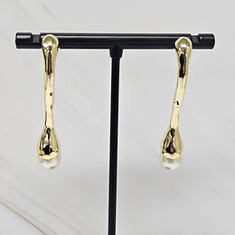 AROS PALITO MACHACADO PERLA 45MM ENCH.ORO