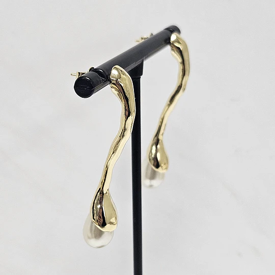 AROS PALITO MACHACADO PERLA 45MM ENCH.ORO