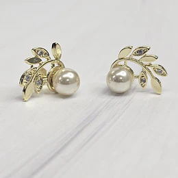 AROS RAMA DE OLIVO CIRCÓN CON PERLA 17MM ENCH.ORO