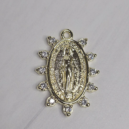 COLGANTE VIRGEN DE LOS RAYOS CIRCONES 28MM ENCH.ORO