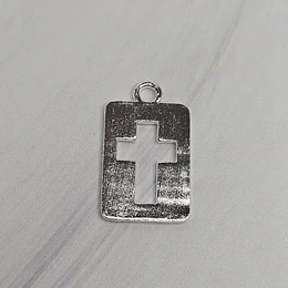 COLGANTE MEDALLA CRUZ CALADA 20MM ENCH.PLATA