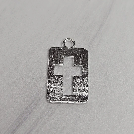 COLGANTE MEDALLA CRUZ CALADA 20MM ENCH.PLATA
