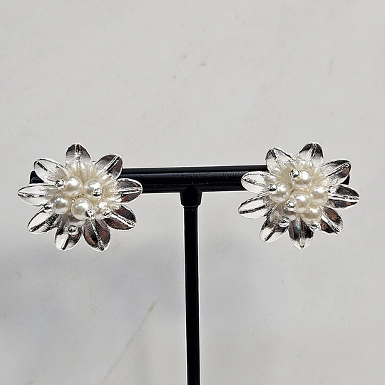 AROS MARGARITA PERLAS 25MM ENCH.PLATA