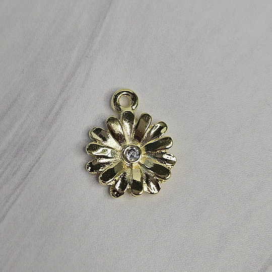COLGANTE FLOR MARGARITA CIRCÓN 11MM ENCH.ORO
