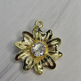 COLGANTE FLOR DALIA CIRCÓN 23MM ENCH.ORO