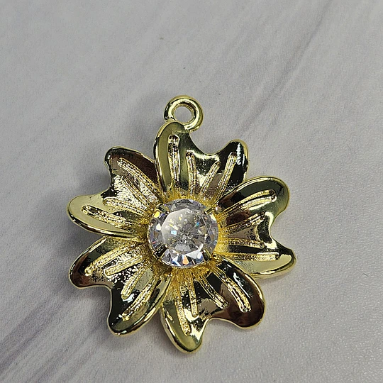 COLGANTE FLOR DALIA CIRCÓN 23MM ENCH.ORO