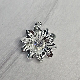 COLGANTE FLOR DALIA CIRCÓN 23MM ENCH.PLATA