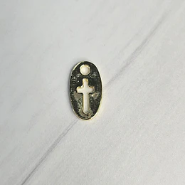 MINI MEDALLA OVALADA CRUZ 12MM ENCH.ORO