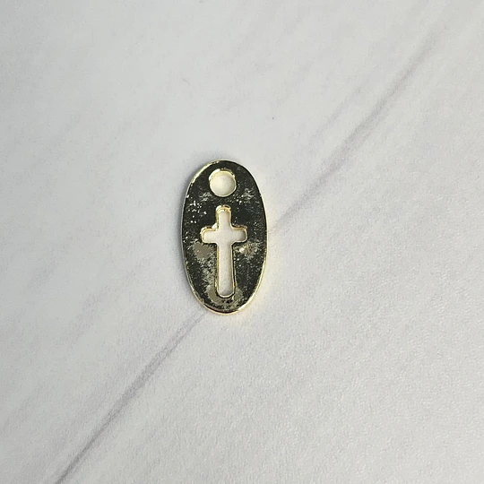 MINI MEDALLA OVALADA CRUZ 12MM ENCH.ORO