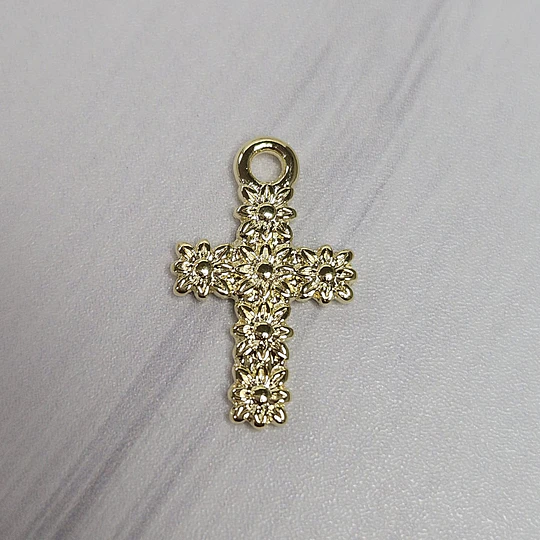 COLGANTE CRUZ FLOREADA 17MM ENCH.ORO