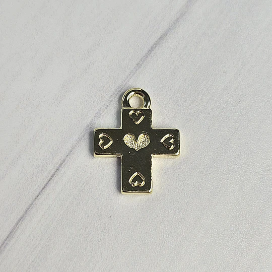 COLGANTE CRUZ CORAZONES 17MM ENCH.ORO