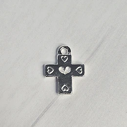 COLGANTE CRUZ CORAZONES 17MM ENCH.PLATA