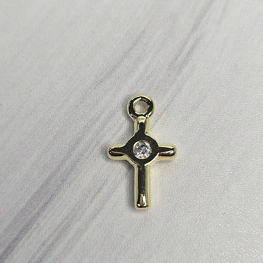 MINI CRUZ CIRCÓN 13MM ENCH.ORO