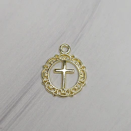 COLGANTE CRUZ MANDALA CALADA 18MM ENCH.ORO