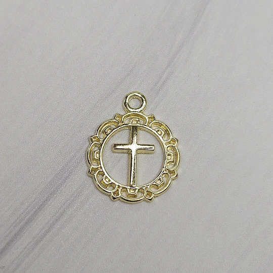 COLGANTE CRUZ MANDALA CALADA 18MM ENCH.ORO