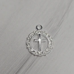 COLGANTE CRUZ MANDALA CALADA 18MM ENCH.PLATA