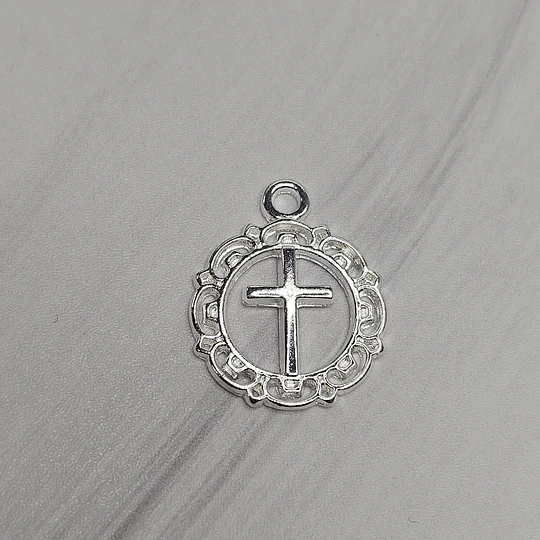 COLGANTE CRUZ MANDALA CALADA 18MM ENCH.PLATA