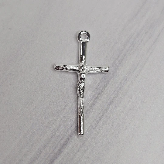 COLGANTE CRUCIFIJO FINO 25MM ENCH.PLATA