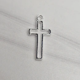COLGANTE CRUZ CALADA 22MM ENCH.PLATA