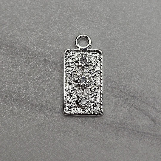 MEDALLA TRIPLE SOL CIRCÓN 19MM ENCH.PLATA