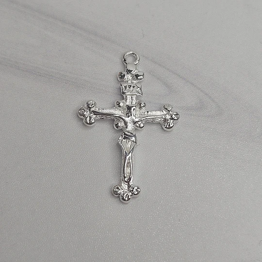 COLGANTE CRUCIFIJO RELIEVE 25MM ENCH.PLATA