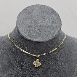 COLLAR TRÉBOL CIRCONES 45CM ENCH.ORO