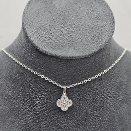 COLLAR TRÉBOL CIRCONES 45CM ENCH.PLATA