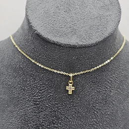 COLLAR MINI CRUZ CIRCONES 45CM ENCH.ORO