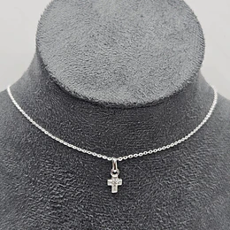 COLLAR MINI CRUZ CIRCONES 45CM ENCH.PLATA