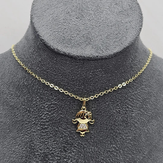 COLLAR NIÑA CIRCONES 45CM ENCH.ORO