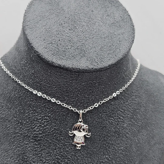 COLLAR NIÑA CIRCONES 45CM ENCH.PLATA