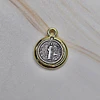 COLGANTE MINI SAN BENITO 15MM  E. DE ORO Y E. DE PLATA ENVEJECIDA